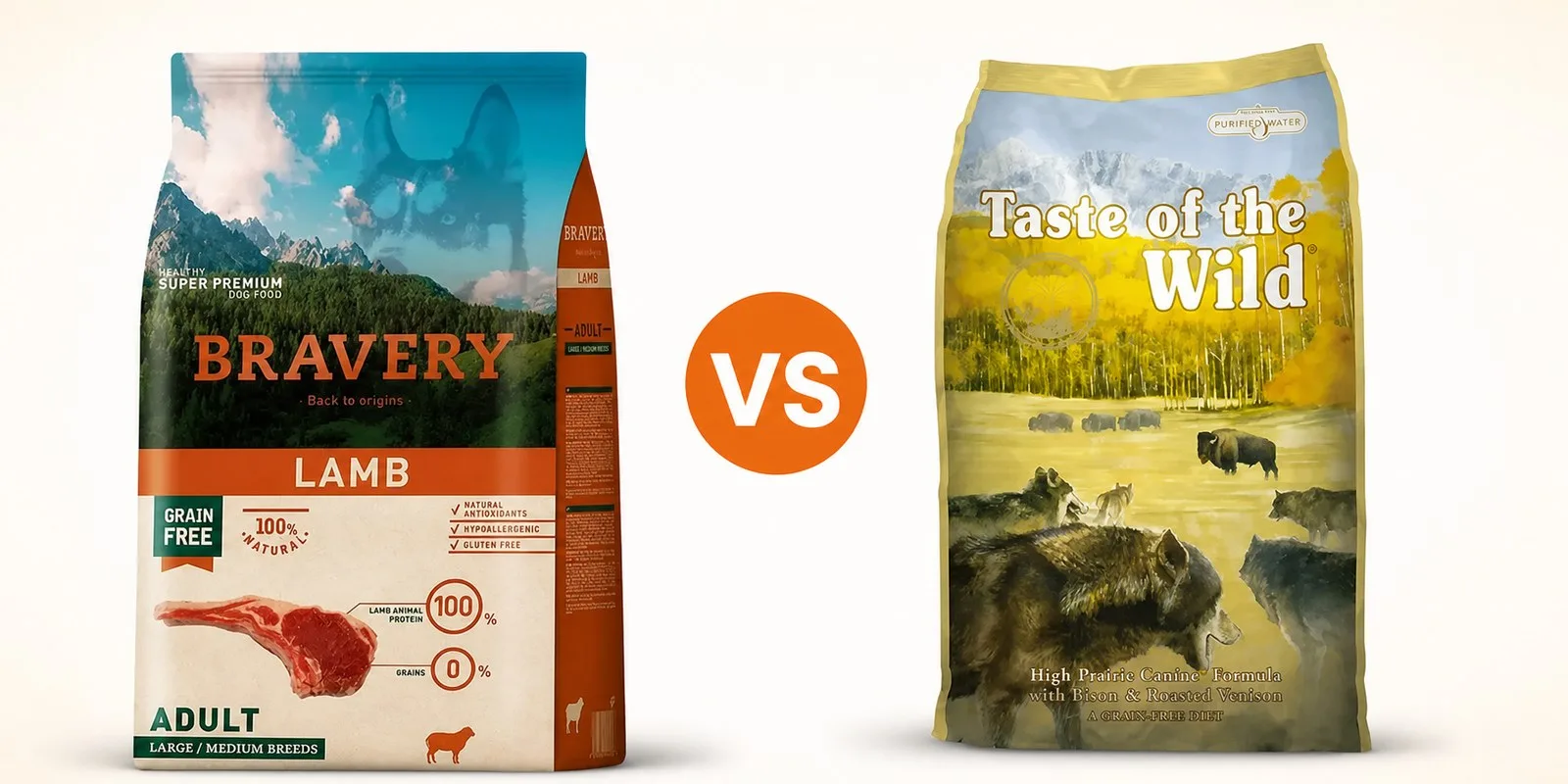 Bravery vs Taste of the Wild: súper premium sin granos