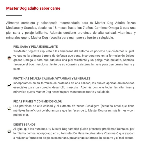 Master Dog Alimento Perro Adulto Carne 21Kg
